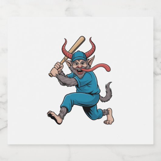 Kerstman spelen Baseball Kerstmis Baseball Speler Sparkling Wijnetiket (Enkel label)