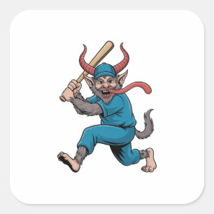 Kerstman spelen Baseball Kerstmis Baseball Speler Vierkante Sticker