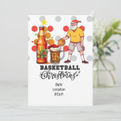 Kerstman spelen Basketbal Kerstmis Kaart (Staand voorkant)