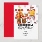 Kerstman spelen Basketbal Kerstmis Kaart (Voorkant / Achterkant)