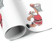 Kerstman spelen Basketbal Kerstmis Sport liefhebbe Cadeaupapier (Rol Hoek)