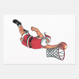 Kerstman spelen Basketbal Kerstmis Sport liefhebbe Inpakpapier Vel