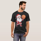 Kerstman Spelen Basketbal Kerstmis T-shirt (Voorkant volledig)