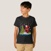 Kerstman spelen Bowling Kerstboom Grappige Speler T-shirt (Voorkant volledig)