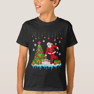 Kerstman spelen Bowling Kerstboom Grappige Speler T-shirt
