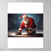 Kerstman spelen Curling Rock Poster (Voorkant)