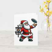 Kerstman spelen Disc Golf Pajama Xma Kaart (Gele Bloem)