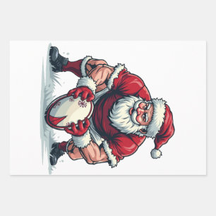 Kerstman spelen Football Fantasy Christmas Player Inpakpapier Vel