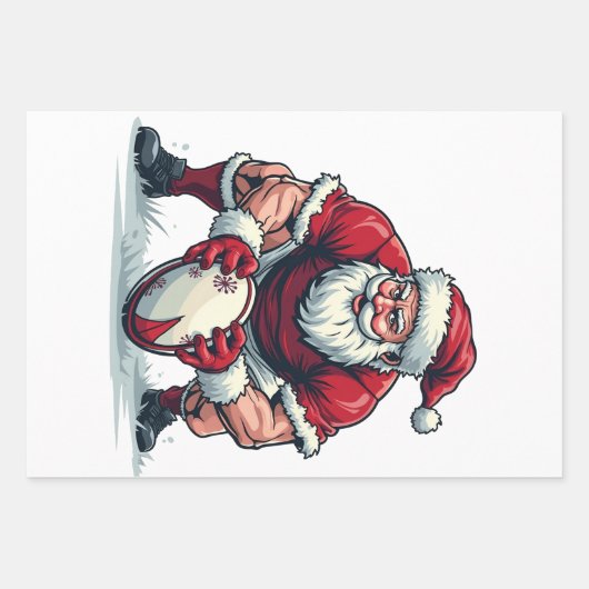Kerstman spelen Football Fantasy Christmas Player Inpakpapier Vel (Voorkant)
