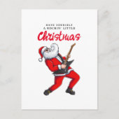 Kerstman spelen gitaar grappige kerst feestdagenkaart (Voorkant)