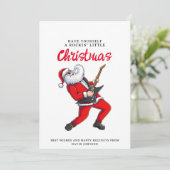 Kerstman spelen gitaar grappige kerst feestdagenkaart (Staand voorkant)