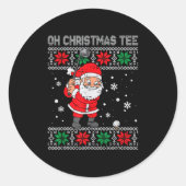 Kerstman spelen Golf Xmas Golfer voor Mannen Ronde Sticker (Voorkant)