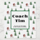 Kerstman spelen Hockey Coach Leraar Kerstcadeau Wijn Etiket (Enkel label)