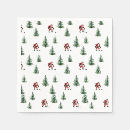 Kerstman spelen Hockey Servet Gift Kerstfeest (Voorkant)