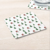 Kerstman spelen Hockey Servet Gift Kerstfeest Kartonnen Onderzetters (Schuin)