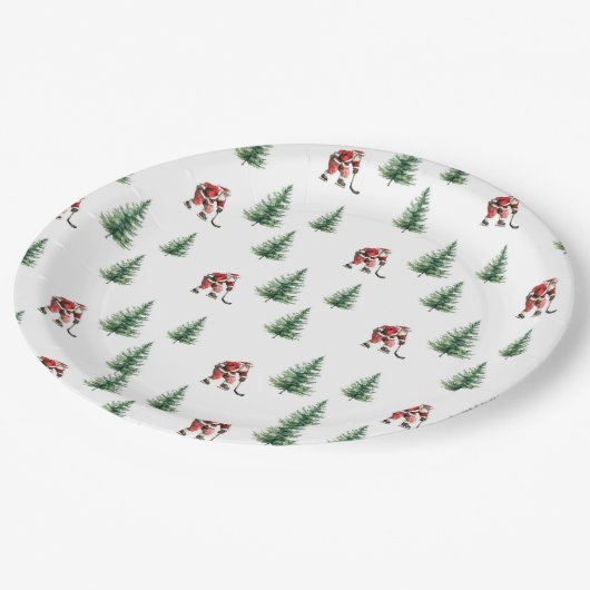 Kerstman spelen Hockey Servet Gift Kerstfeest Papieren Bordje (Gekanteld)