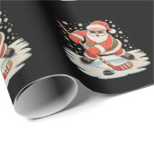 Kerstman spelen IJshockey Kerstmis Xmas Sport Cadeaupapier (Rol Hoek)