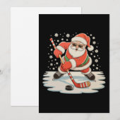 Kerstman spelen IJshockey Kerstmis Xmas Sport Feestdagenkaart (Voorkant / Achterkant)