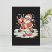 Kerstman spelen IJshockey Kerstmis Xmas Sport Feestdagenkaart (Staand voorkant)