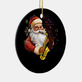 Kerstman spelen saxofoon muzikant Chr Keramisch Ornament (Rechts)