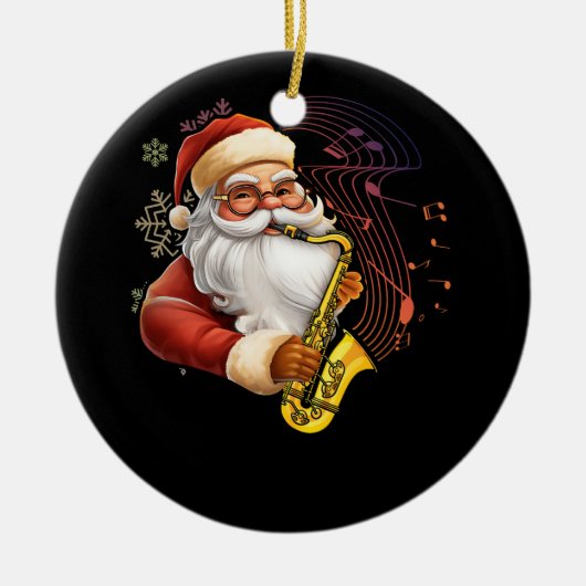 Kerstman spelen saxofoon muzikant Chr Keramisch Ornament (Voorkant)