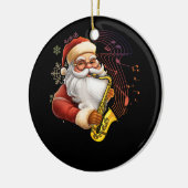 Kerstman spelen saxofoon muzikant Chr Keramisch Ornament (Links)