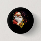 Kerstman spelen saxofoon muzikant Chr Ronde Button 3,2 Cm (Voorkant)