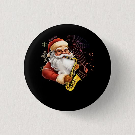 Kerstman spelen saxofoon muzikant Chr Ronde Button 3,2 Cm (Voorkant)
