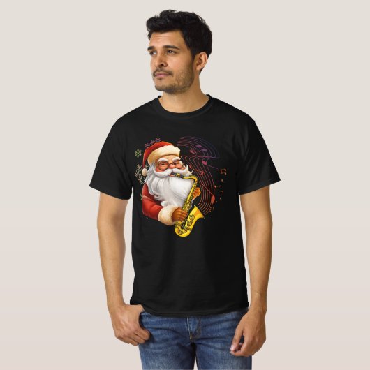 Kerstman spelen saxofoon muzikant Chr T-shirt (Voorkant volledig)