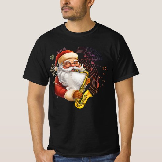 Kerstman spelen saxofoon muzikant Chr T-shirt (Voorkant)