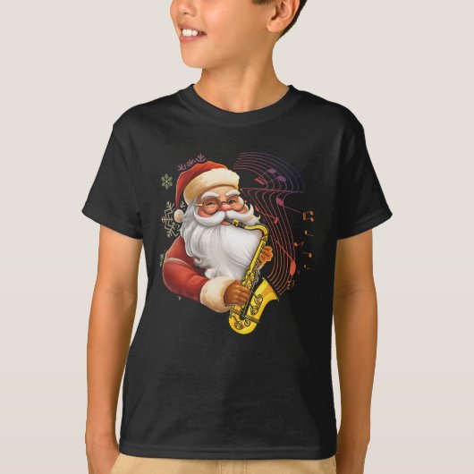 Kerstman spelen saxofoon muzikant Chr T-shirt (Voorkant)