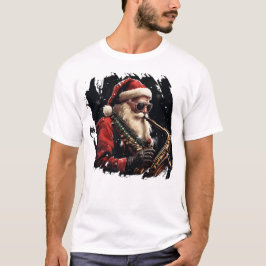 Kerstman spelen Saxofoon Xmas cadeau idee T-shirt