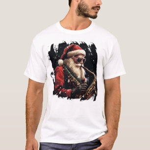 Kerstman spelen Saxofoon Xmas cadeau idee T-shirt