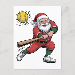 Kerstman spelen Softbal Christmas Player Sport Feestdagenkaart