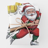 Kerstman spelen Softbal Christmas Player Sport Inpakpapier Vel (In situ)