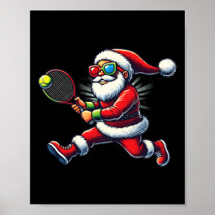 Kerstman spelen Tennis Game Tennis Racket Chris Poster