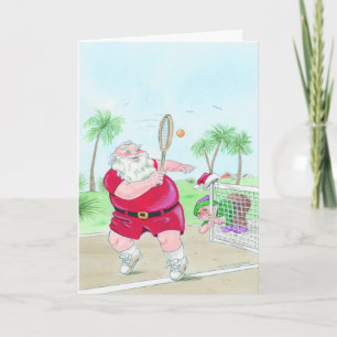 Kerstman spelen tennis Kerstmis aanpasbare kaart
