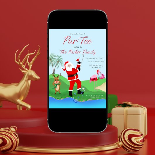 Kerstman spelen uit het water met Martini partij Kaart