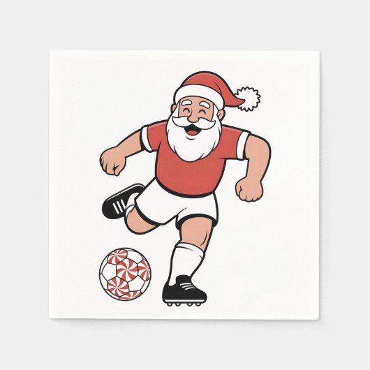 Kerstman spelen Voetbal Kerstman Sport Servet (Voorkant)