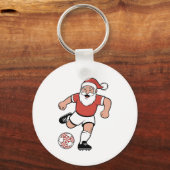 Kerstman spelen Voetbal Kerstman Sport Sleutelhanger (Voorkant)