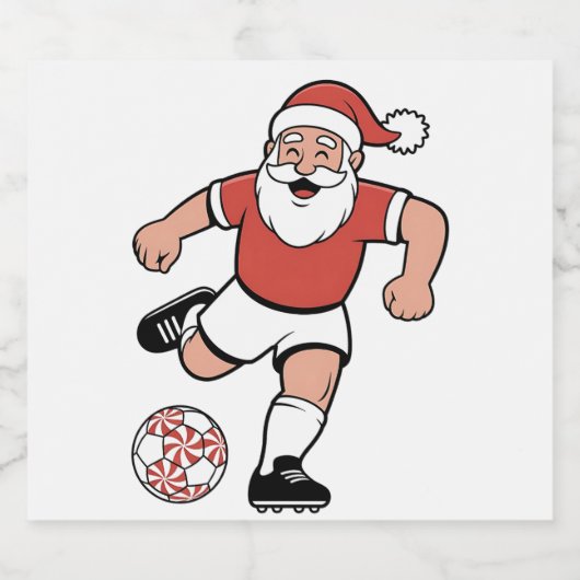 Kerstman spelen Voetbal Kerstman Sport Sparkling Wijnetiket (Enkel label)