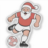 Kerstman spelen Voetbal Kerstman Sport Sticker (Voorkant)