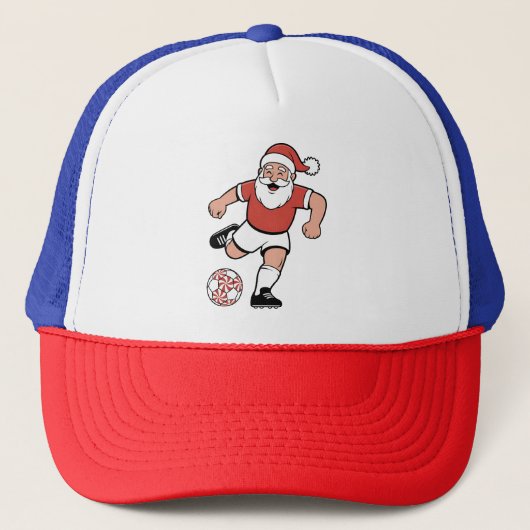 Kerstman spelen Voetbal Kerstman Sport Trucker Pet (Voorkant)