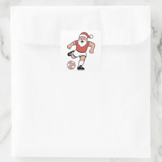 Kerstman spelen Voetbal Kerstman Sport Vierkante Sticker (Tas)
