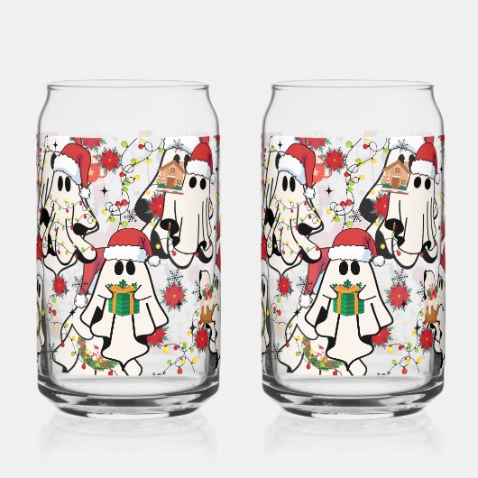 Kerstman Spook Glas Cups (Voorkant)