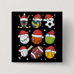 Kerstman Sport Kerst Sport Bal Speler Liefhebber Vierkante Button 5,1 Cm