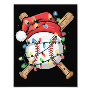 Kerstman sporten Kerstmis honkbalspeler  Foto Afdruk