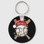 Kerstman sporten Kerstmis honkbalspeler Sleutelhanger (Voorkant)