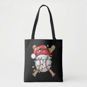 Kerstman sportieve kerst honkbalspeler  tote bag