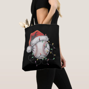 Kerstman sportieve kerst honkbalspeler tote bag